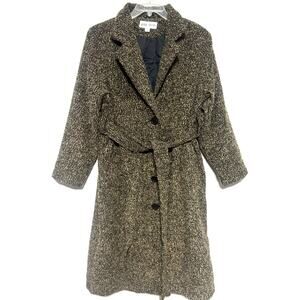 Ava & Viv Brown Tweed Belted Long Coat  SZ 1X 14-16 Lined Winter Midi